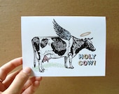 funny greeting card holy cow card farm country humorous letterhappy etsy stationery