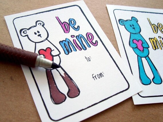 printable valentine cards . be mine teddy bear