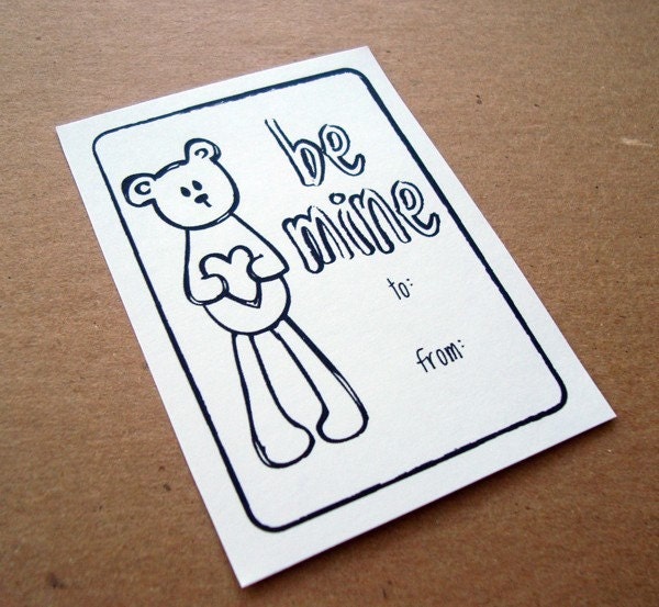 printable valentine cards . be mine teddy bear
