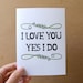 mothers day card card i love you yes i do handmade greeting card green flourish black typography letterhappy etsy