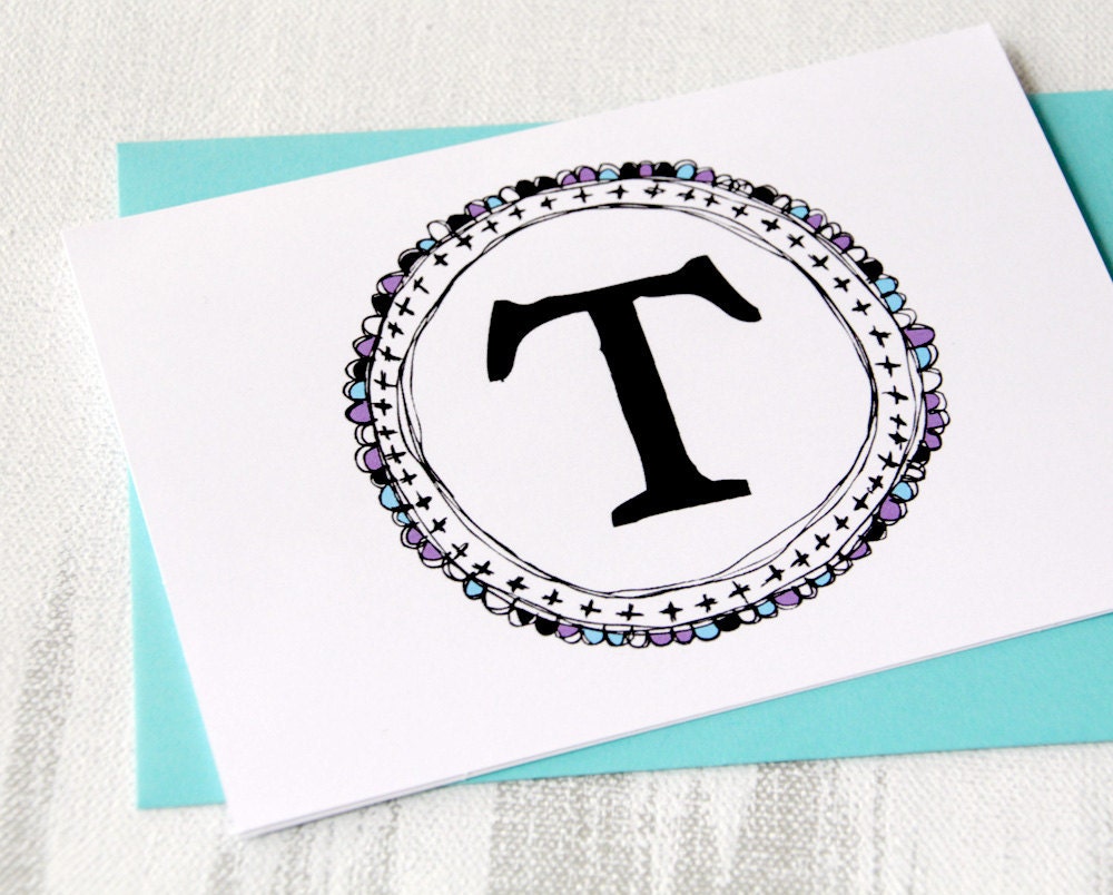 personalized stationery graduation gift custom monogram initial cards set of 10 cards in black purple and blue letterhappy etsy