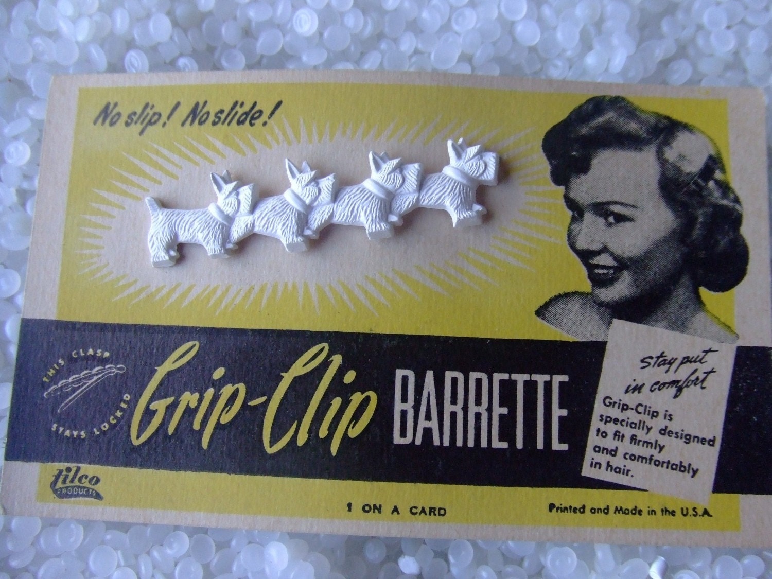 vintage barrette row of Scottie dogs Rare still on card