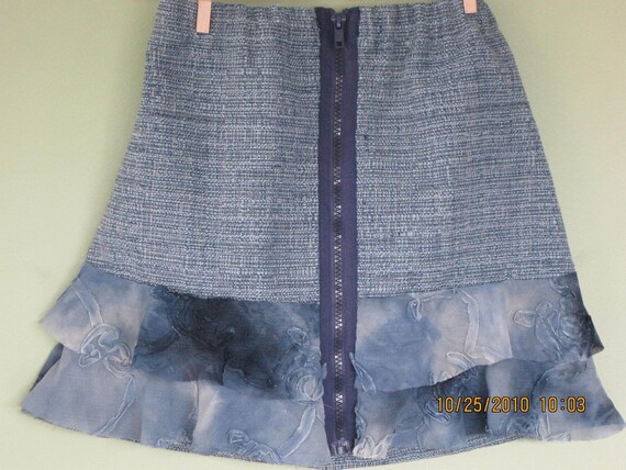 Blue tweed flounced girls skirt