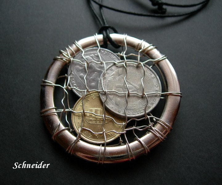 Pendant - It's all about the money, feat. 3 coins of different currencies 