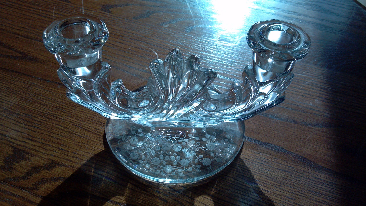 pair of crystal double candle sticks flower design