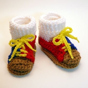 Bowling Shoes Crochet Baby Booties 0-6 Months
