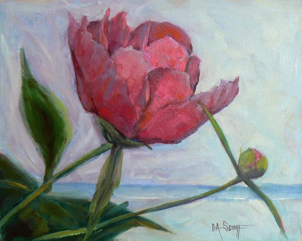 Original Oil, Floral Painting,Painting on Sale,  PEONY, 11x14, OOAKDaily Painting