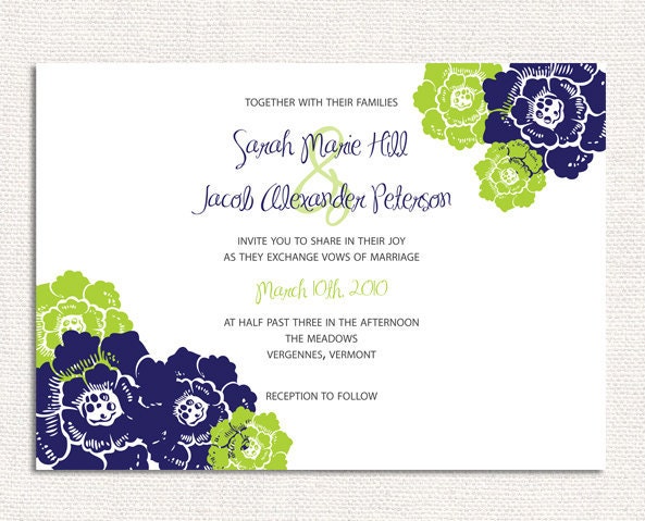 Flower Cluster Wedding Invitations, Wedding Invites, Reception Invitations - Deposit to get started Il_170x135