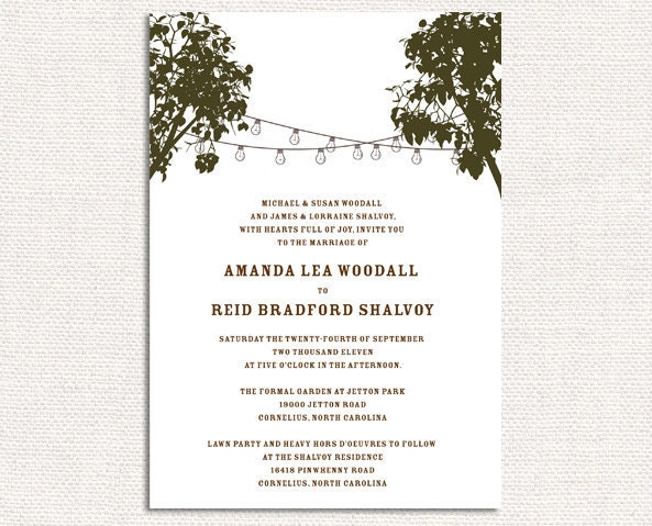 Cafe Lights Wedding Invitations, Wedding Invites, Reception Invitations - Deposit towards your custom order Il_570xn