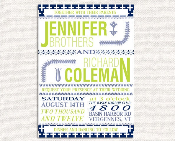 Folk Art Wedding Invitation, Wedding Invite, Reception Invitation - deposit to get started Il_570xn
