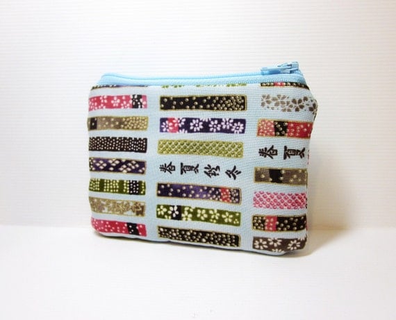 Small Zipper Pouch Card Wallet Cell Phone Pouch Spring Ribbons