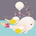 Childrens Art, Nursery Prints, Art for Kids Room, Whale Art - 'Beluga Gumballs' by Schmooks