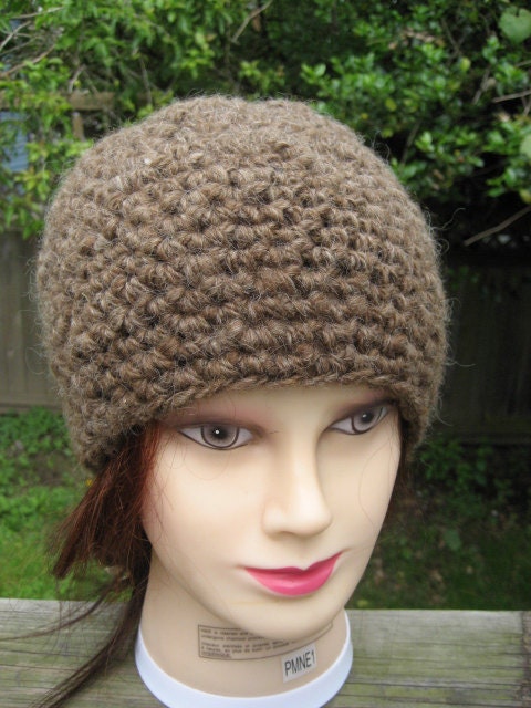 Hand Spun Naturally Brown Crocheted Hat 38/11