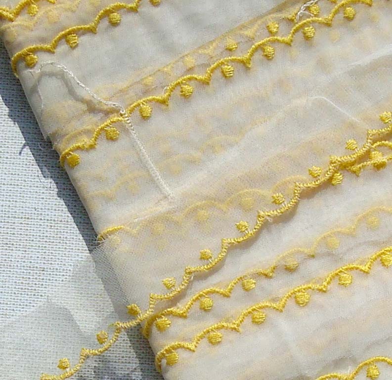 Vintage Lace Trim Organza Trim Yellow Polka Dot