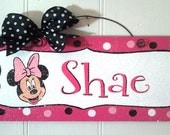 Custom "Minnie Mouse" sign in hot pink or red. Disney sign with glitter.