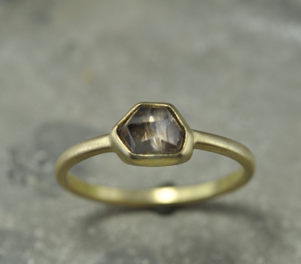 Rose cut diamond bezel ring - 18K gold - engagement