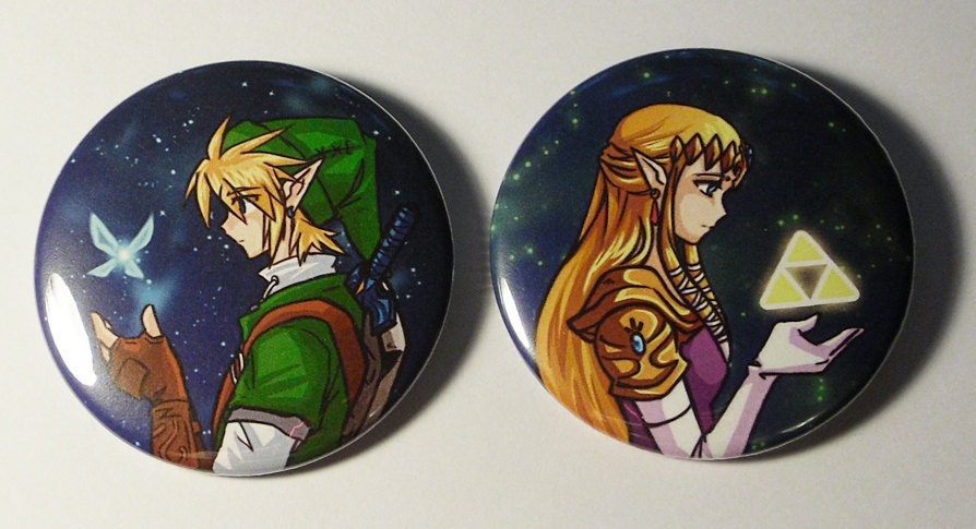 Link and Zelda Button Set
