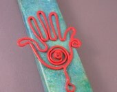 Jewish Mezuzah Case with Red Hamsa