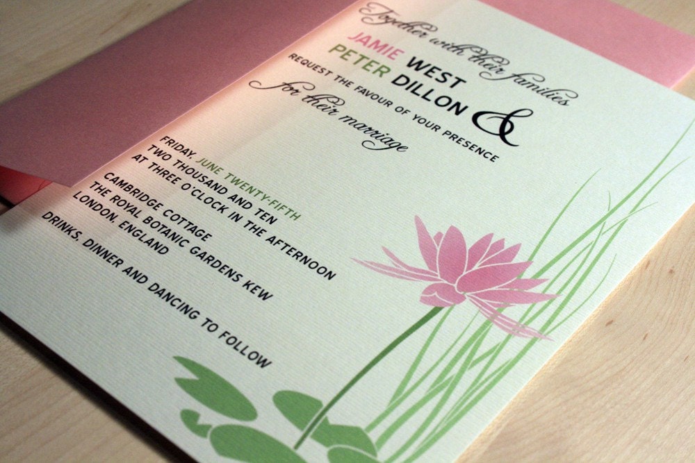 SAMPLE Water Lily Wedding Invitation