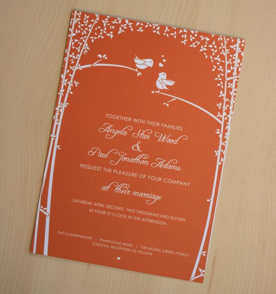 SAMPLE Love Birds Wedding Invitation
