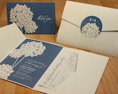 SAMPLE Pocketfold Hydrangea Blooms Wedding Invitation