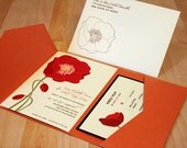 SAMPLE Pocketfold Poppy in the Sun Wedding Invitation