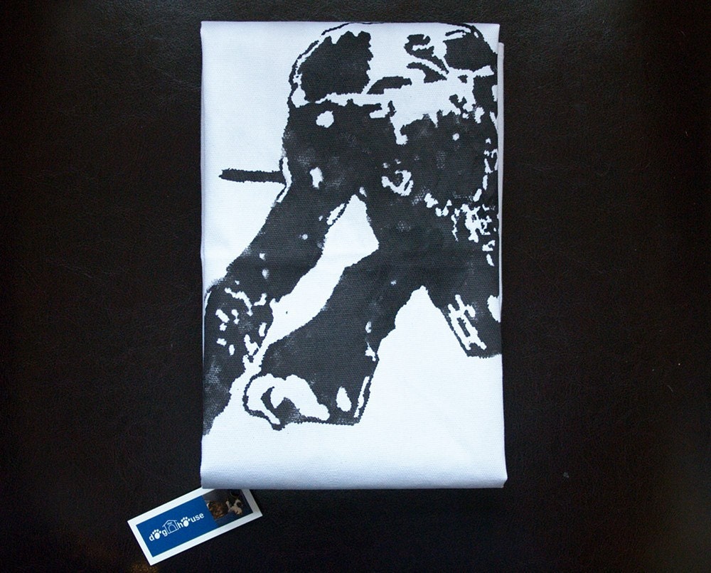 Watchful greyhound tea towel