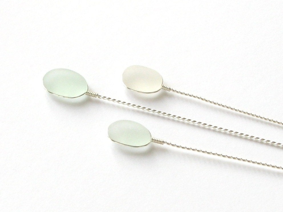 Stemmed Sea Glass for Bridal Bouquets - Exclusively Lili D Magpie Creations - Stems for Wedding Floral Arrangements, Beach House Decor