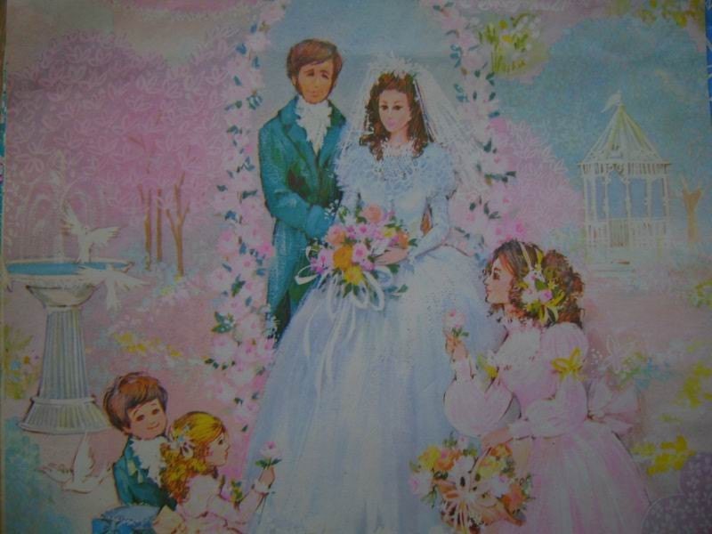 RESERVED for Charlotte--Vintage Wedding Gift Wrap--5 Bits and Pieces of Wedding Wrapping Paper--Wedding Party Craftarama