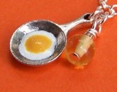 Fried Egg Charm Necklace with Yellow Bead