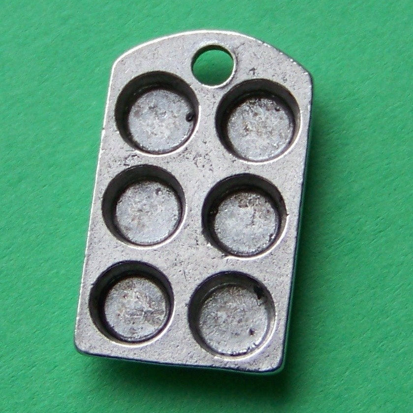 Antiqued Pewter Cupcake Pan Charm for Necklaces and Bracelets