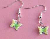 Light Yellow and Green Butterfly Earrings