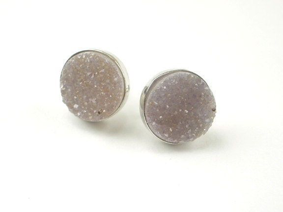 Off White Druzy Post Stud Earrings Sterling Silver Off White Jasper Druzy Bezel Set Post Earrings
