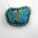 ON SALE 20% off - Turquoise Slice Chrysoprase Swarovski Bezel Set Encircled Sterling Silver Necklace Oxidized Silver Luxury Fashion