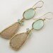 CIJ SALE - 15% off -Druzy Earrings Long Dangle Earrings Statement Jasper Slice Diamond Aqua Chalcedony Bezel Set Gemstone Luxury Fashion