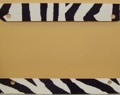 Black-White Zebra Car Tag Frame - monogrammed or personalized custom ordered