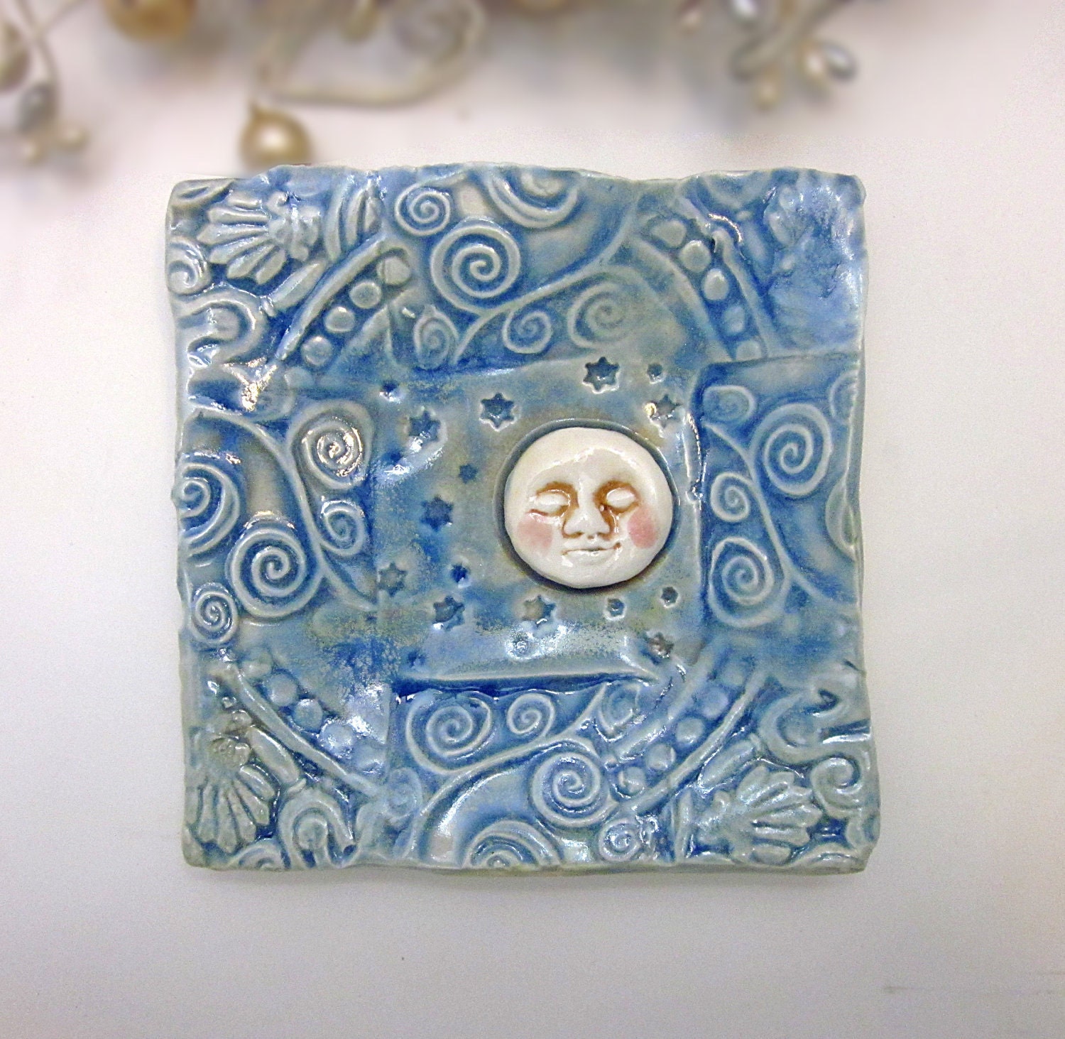 Ceramic Moon Plate Handmade Pottery by Jacqueline Allard