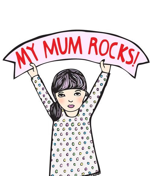 Mother's Day Card - My Mum Rocks - GIRL VERSION