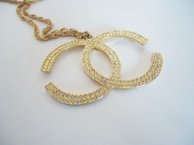 vintage CHANEL rope gold rhinestone necklace
