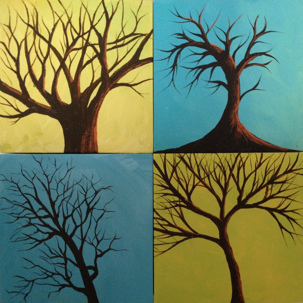 Tree Block Silhouette 49 - Original Acrylic Painting