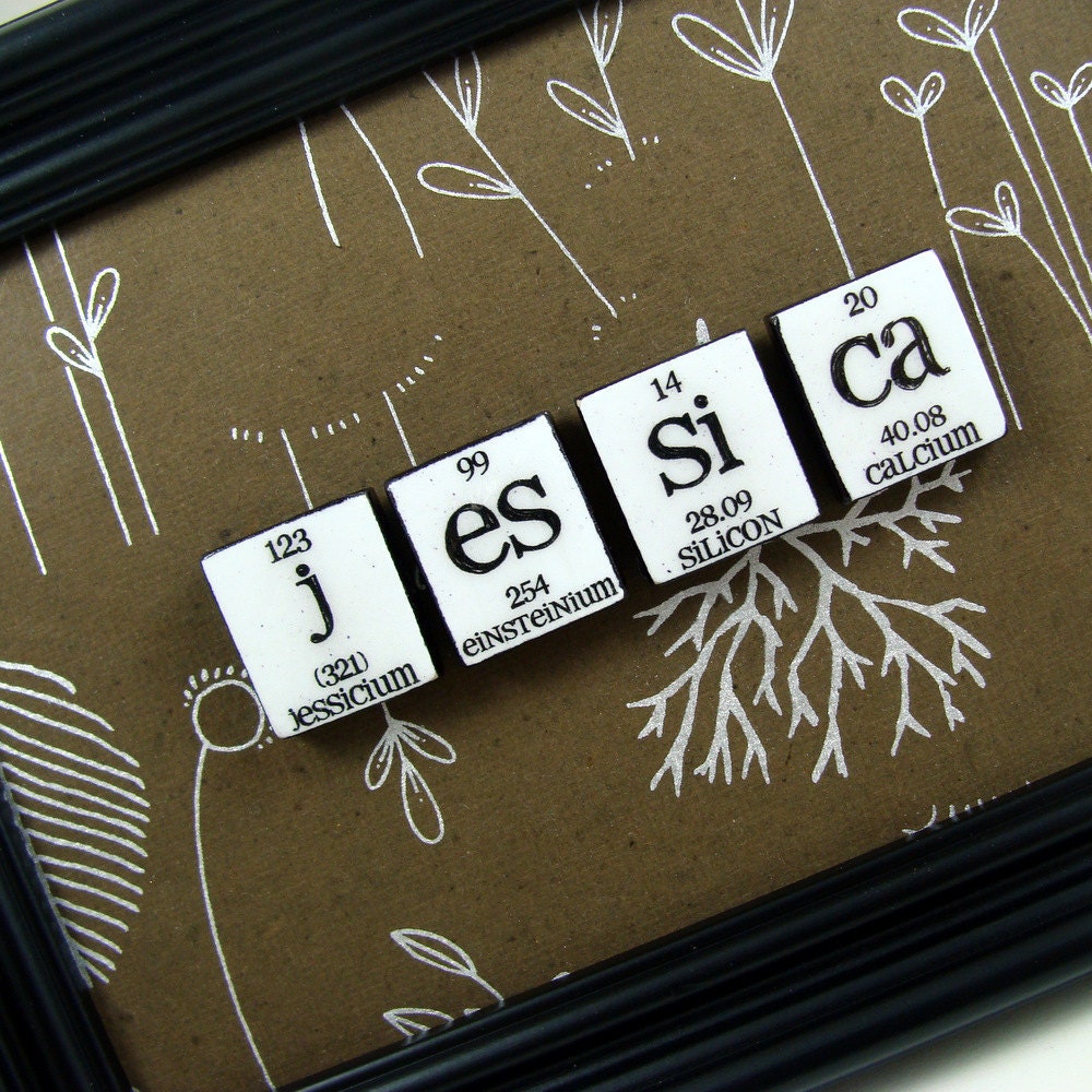 Chemistry Mixed Media Wall Art Personalized Name Periodic Table Sign - 4 Tiles
