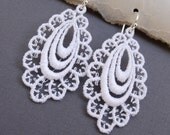 White Lace Earring with Sterling Silver Ear Wires (Model S) Under 25 USD