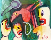 Duck Dinner Visionary Naive Art Brut RAW Outsider Elisa