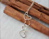 Heart Sterling Silver Necklace. Four Hearts. Love chain. Family Hearts. Mom. Friends. Grandma. Grandmother.Grandchildren. kids
