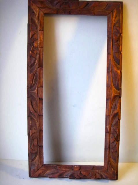 Antique Hand Carved Picture Frame OOAK Tramp Art Primitive