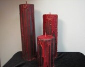 Creepy Bloody Candles Set of 3 Pillars Vampire Tears