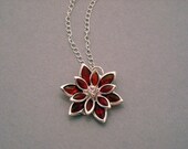 Red rhinestone flower necklace