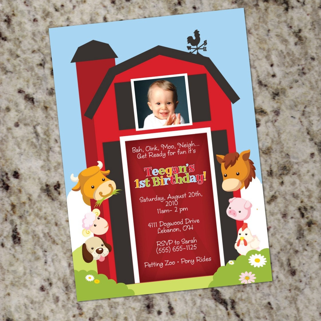 Farm Animal Invitation - Printable Design - Barnyard Birthday Il_170x135