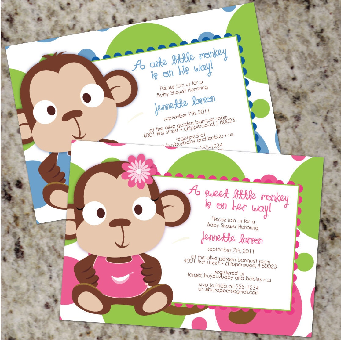 Little Monkey - Cute Colorful Baby Shower Invitations - BOY or GIRL Il_170x135