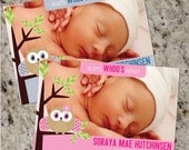 Guess Whoo's Here - Owl Themed Baby Birth Announcements - Print Your Own Il_170x135